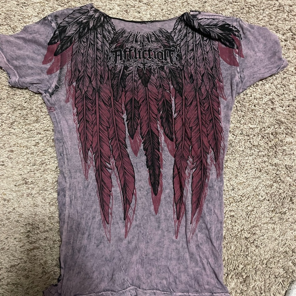 Affliction women’s distressed ripped shirt two sided